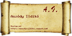 Aszódy Ildikó névjegykártya